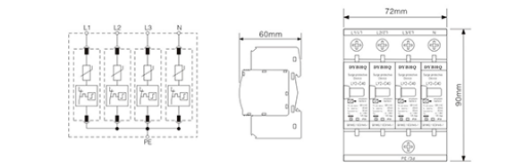 LY2-B60電涌保護器尺寸結(jié)構(gòu)